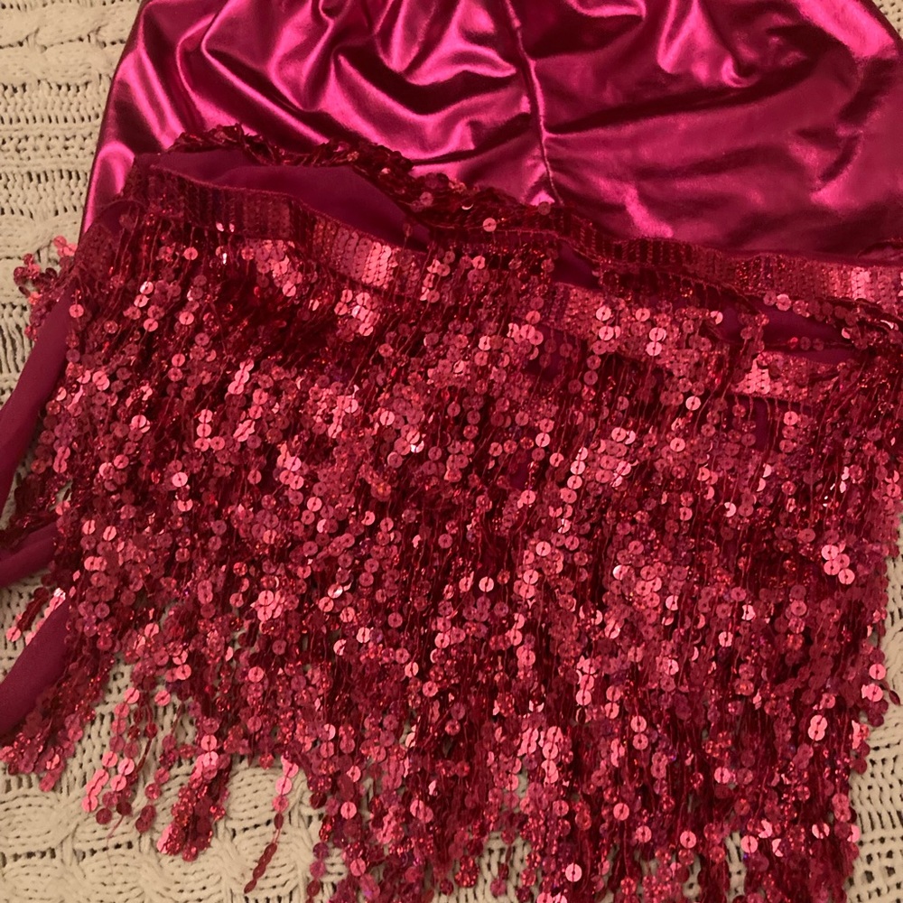 Hot pink glitter/sequin skirt and shorts
